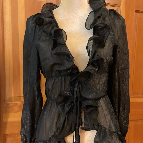 Nwt, Lavishly Paris Women’s Designer Ruffle Trim Top - Picture 2 of 16